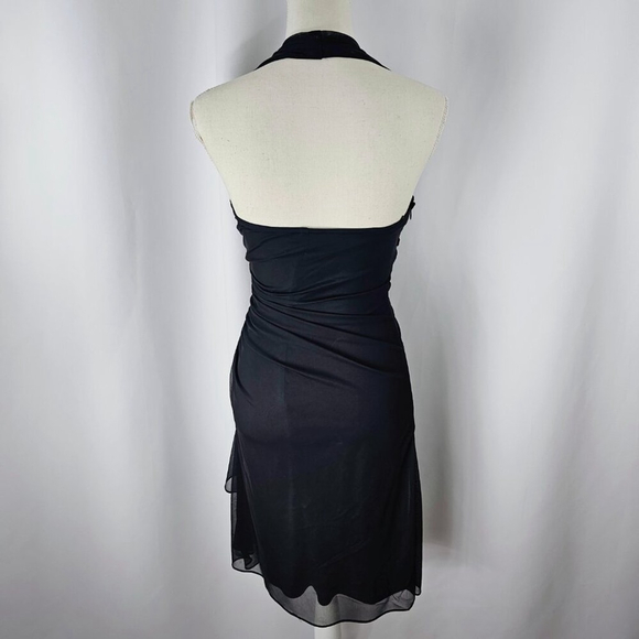 Betsy & Adam Women's Vintage Y2K Black Rhinestone Halter Bodycon Dress Size 4 - Picture 8 of 14
